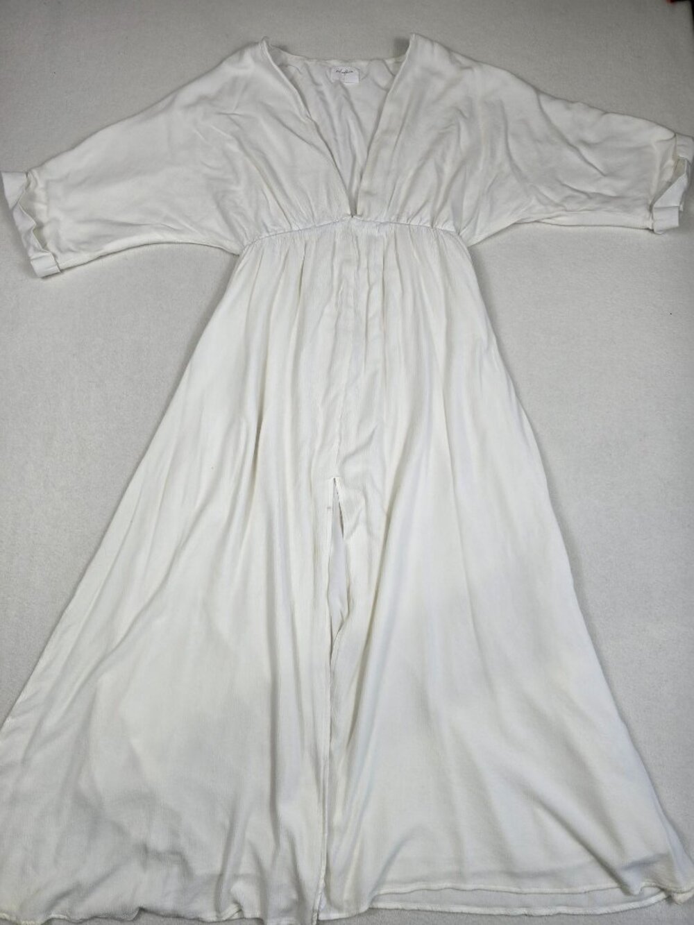 Girl And The Sun White Bayview Midi Dress V-Neck Flowy Beachy Size L